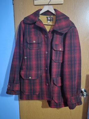 VTG Woolrich Wool Mackinaw Jacket Coat Men's Buffalo Plaid 40's 50's Size 40